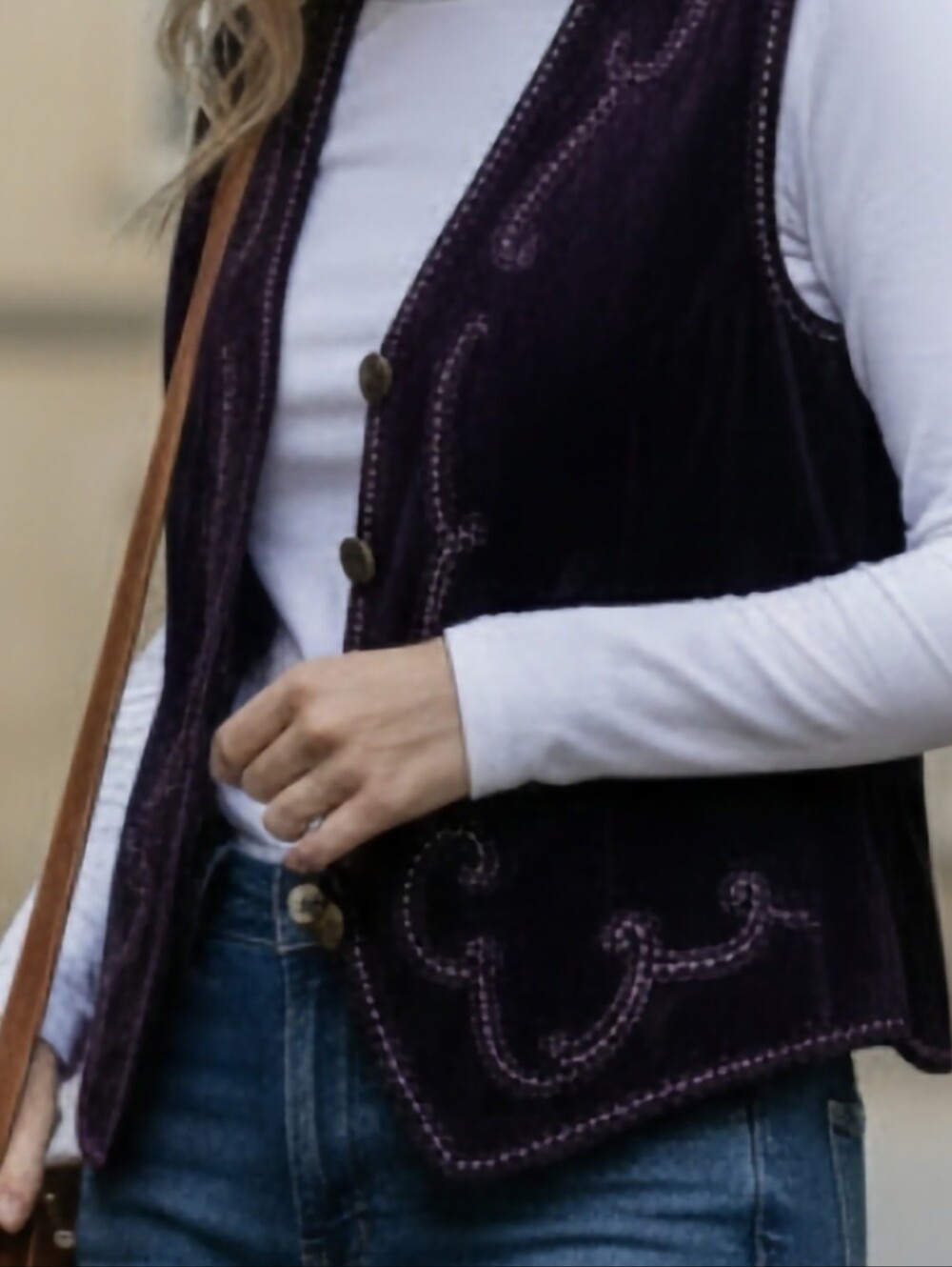 Maliparmi Maroon Velvet Hand Beaded Vest Size Large.